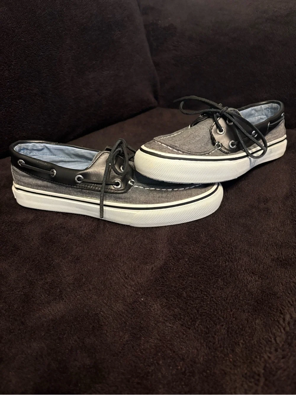 Sperry STS10640 Top-sider Bahama 2 eye dark blue canvas deck boat shoes 8.5M